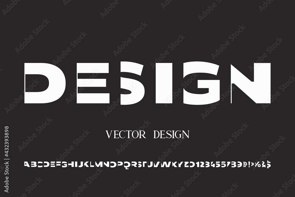 minimal alphabet  font, vector design dark and white style