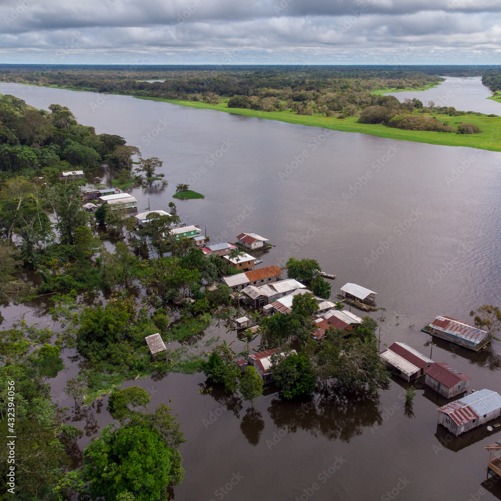 Naklejka premium houses on the river