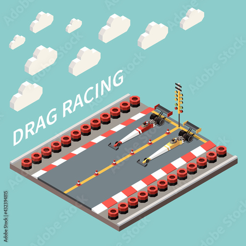 Isometric Drag Racing Composition