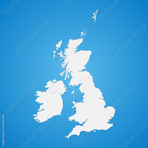 Highly detailed United Kingdom map with borders isolated on background