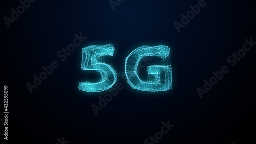 Abstract network connected lines in 5G title animation. Technology background. Network connection structure. 3d render