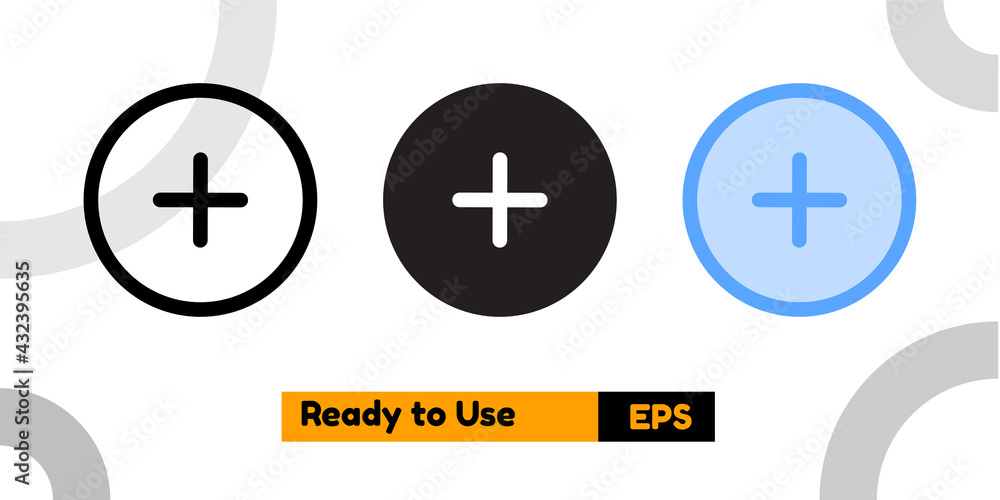 add icon with three style for social media, website, and presentation add icon with three style for social media, website, and presentation