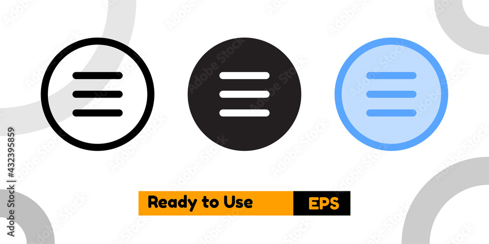 menus icon with three style for social media, website, and presentation menus icon with three style for social media, website, and presentation