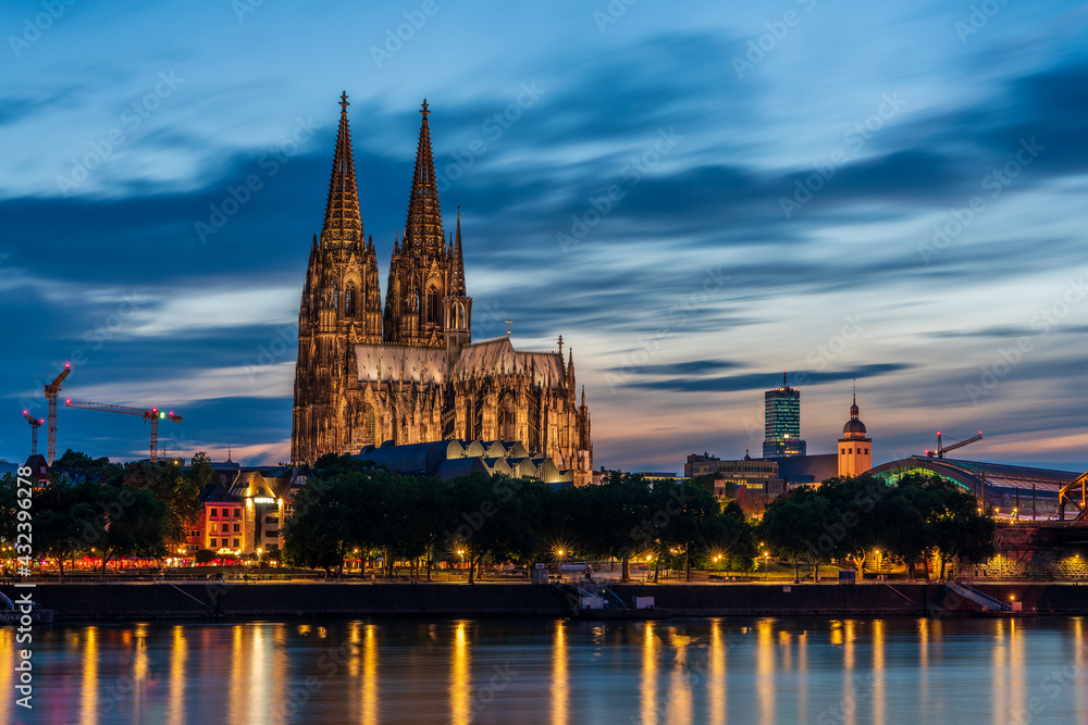 Cologne Cathedral at the blue hour, Germany.