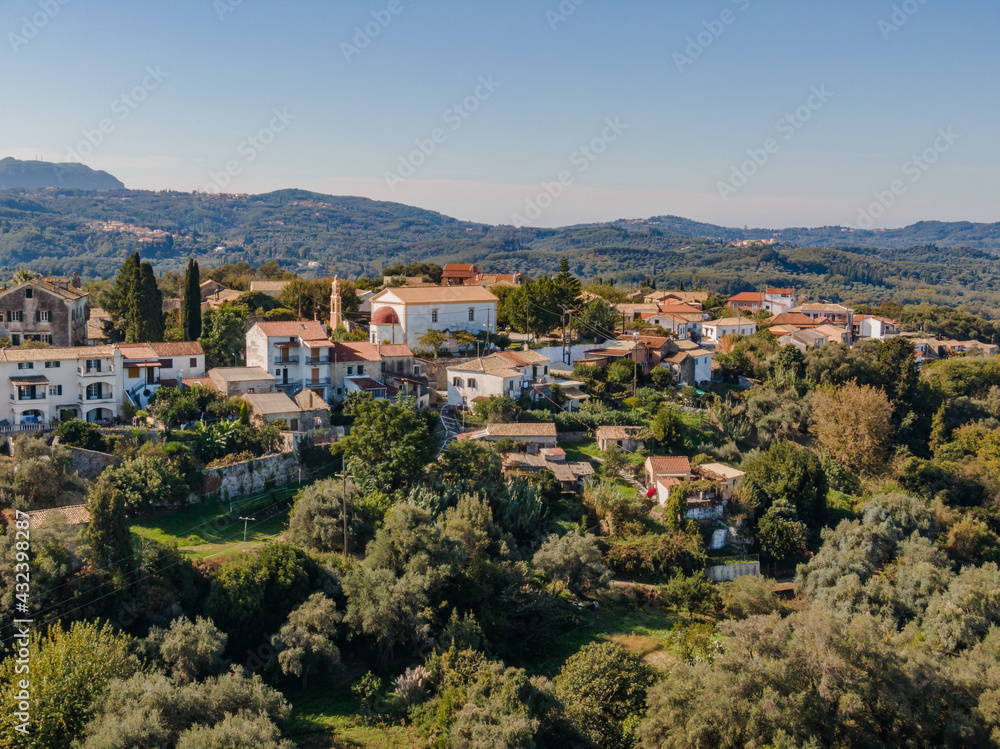 Agioi douloi village corfu aerial view