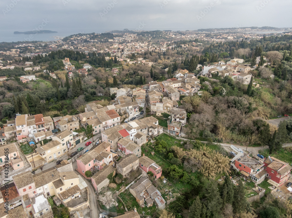 Evropouloi village corfu aerial view