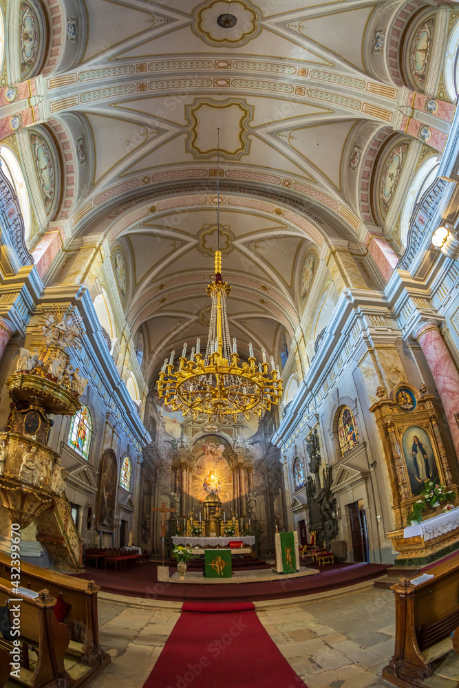 Interior of the Jesuit Church, Sibiu, Transylvania, Romania