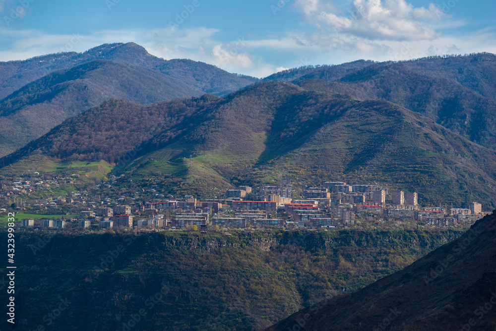 Naklejka premium Fabulous panoramic scene of Alaverdi town, Armenia