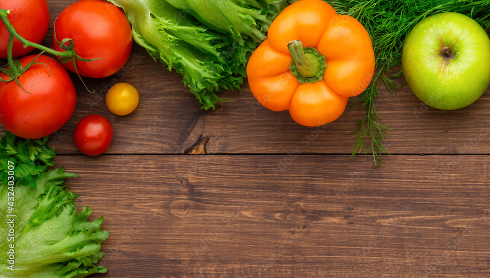 Selection of fresh products for preparing healthy and delicious vegetarian and vegan food. Various vegetables and fruits lie on the table. Flat lay. Selection of fresh products for preparing healthy and delicious vegetarian and vegan food. Various vegetables and fruits lie on the table. Flat lay.