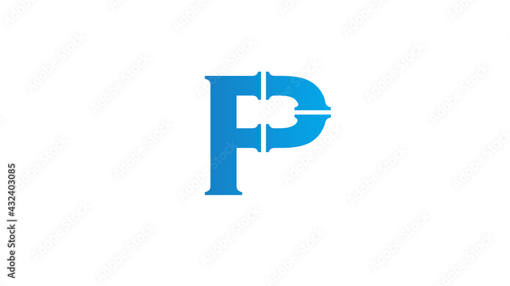 Creative P Alphabet Letter Pipeline Plumbing Logo Creative P Alphabet Letter Pipeline Plumbing Logo