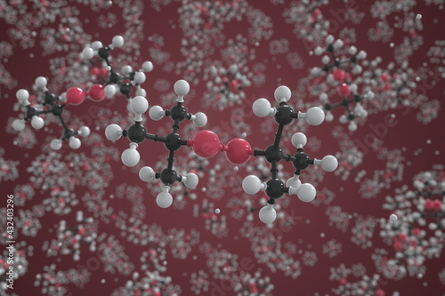 Di-t-butyl peroxide molecule, scientific molecular model, 3d rendering photo
