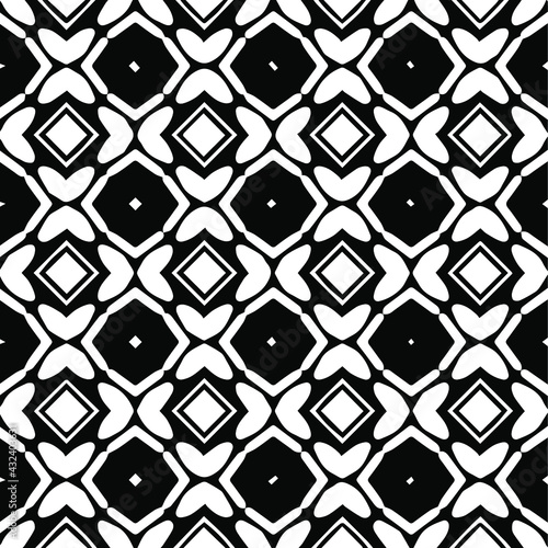 Geometric vector pattern with Black and white colors. Seamless abstract ornament for wallpapers and backgrounds.