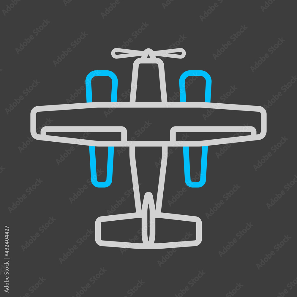 Small amphibian seaplane, plane icon dark background Small amphibian seaplane, plane icon dark background