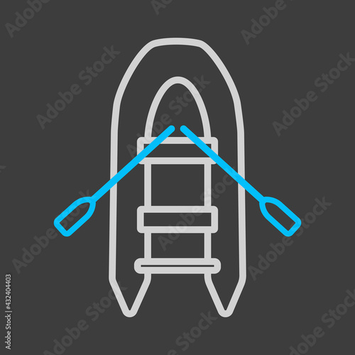 Inflatable rubber boat icon on dark background