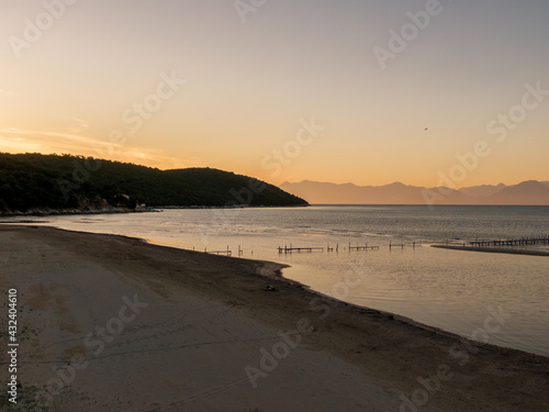 kalamaki beach corfu sunset aerial view