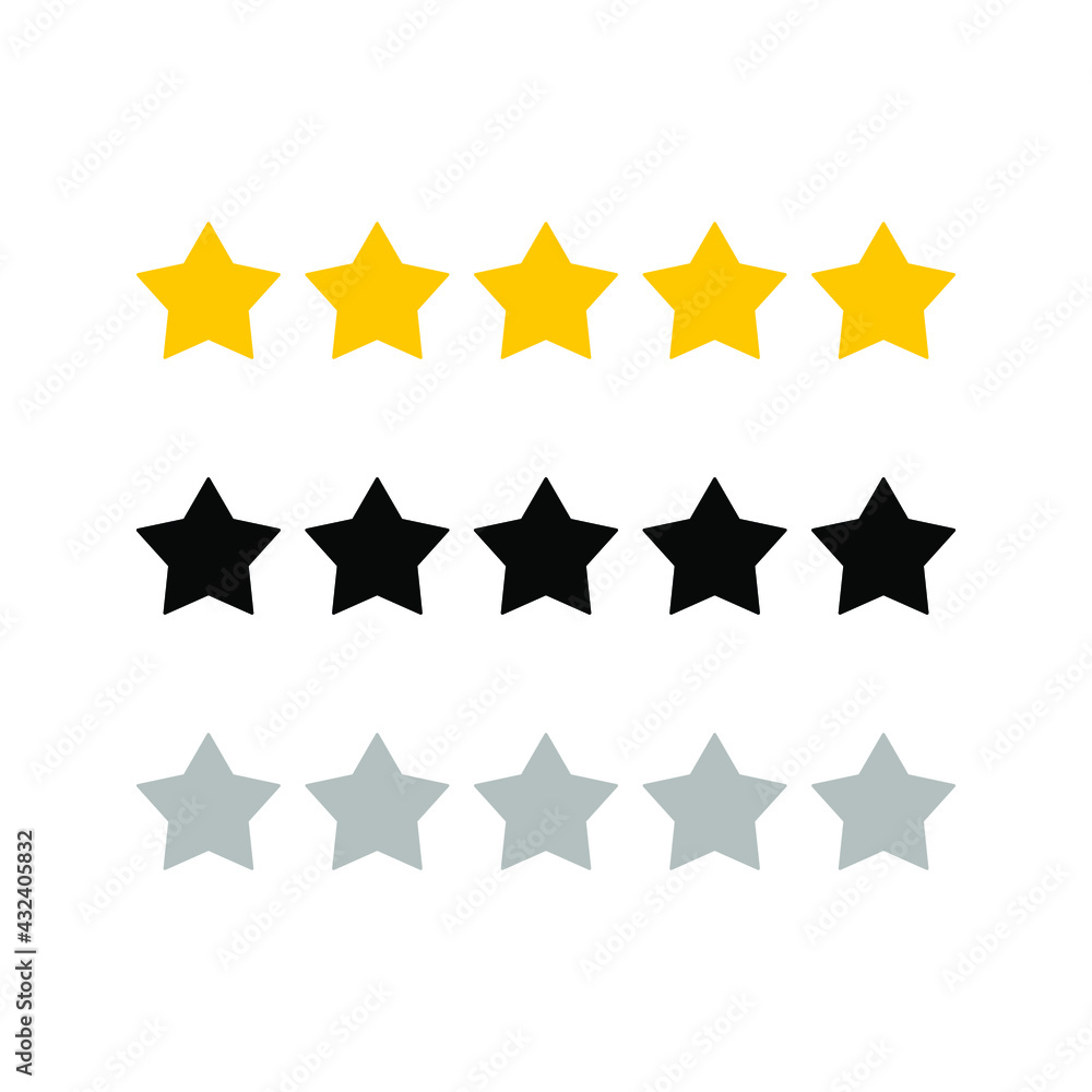 Stars rating icon set. Set of Gold star icons isolated color editable Stars rating icon set. Set of Gold star icons isolated color editable