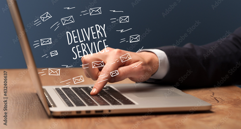 Businessman working on laptop, e-commerce concept Businessman working on laptop, e-commerce concept
