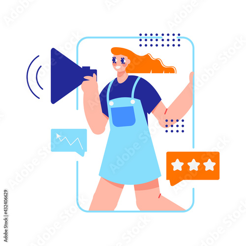 Megaphone Woman SMM Composition