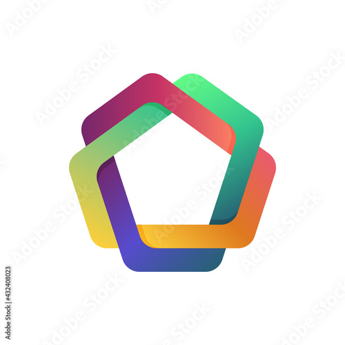 Cuadro en lienzo pentagon abstract colorful geometric shape