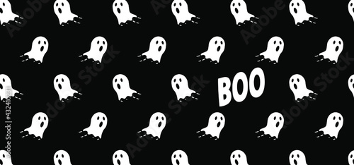 A flying ( baby ) ghost a expression for Happy halloween party on 31 october fest. Ghosts pictogram. Flat vector ghost sign. Cartoon fly spook seamless pattern. Zombie, monster, spooky, boo symbol.