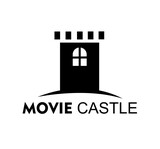 movie castle logo design negative space free vector