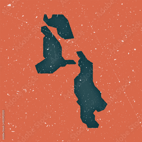 Pig Beach vintage map. Grunge map of the island with distressed texture. Pig Beach poster. Vector illustration.
