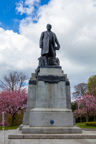 Statue of Andrew Carnegie erected by the people of Dunfermline in Pittencrieff Park in remembrance of the gifts bestowed upon his birth town