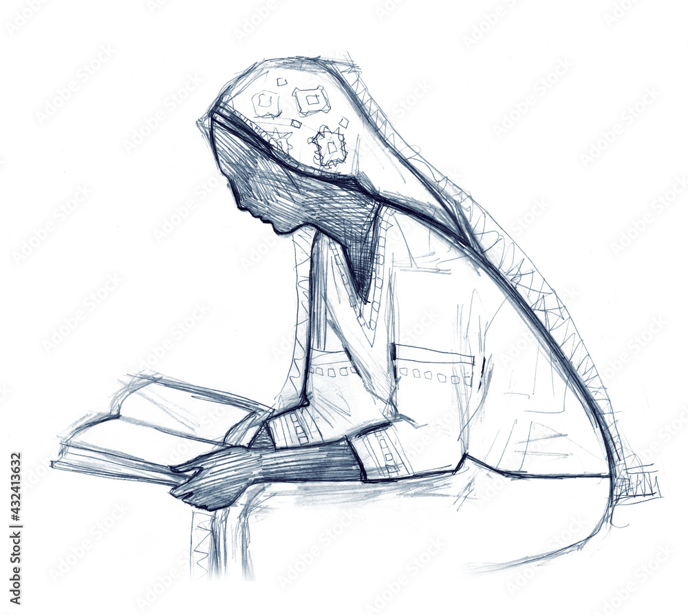 A girl with a book- How to draw a girl reading a book//pencil
