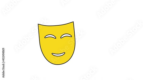Seamless loop animation of theatre mask. Luma matte.