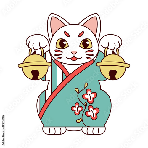 Isolated Japanese Maneki Neko Lucky cat
