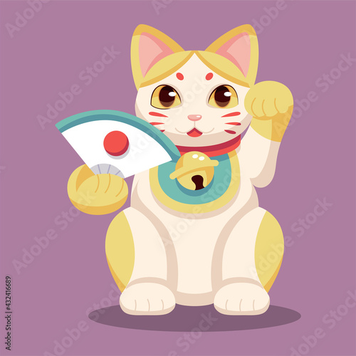 Isolated Japanese Maneki Neko Lucky cat