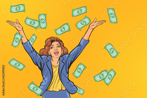 successful businesswoman on money