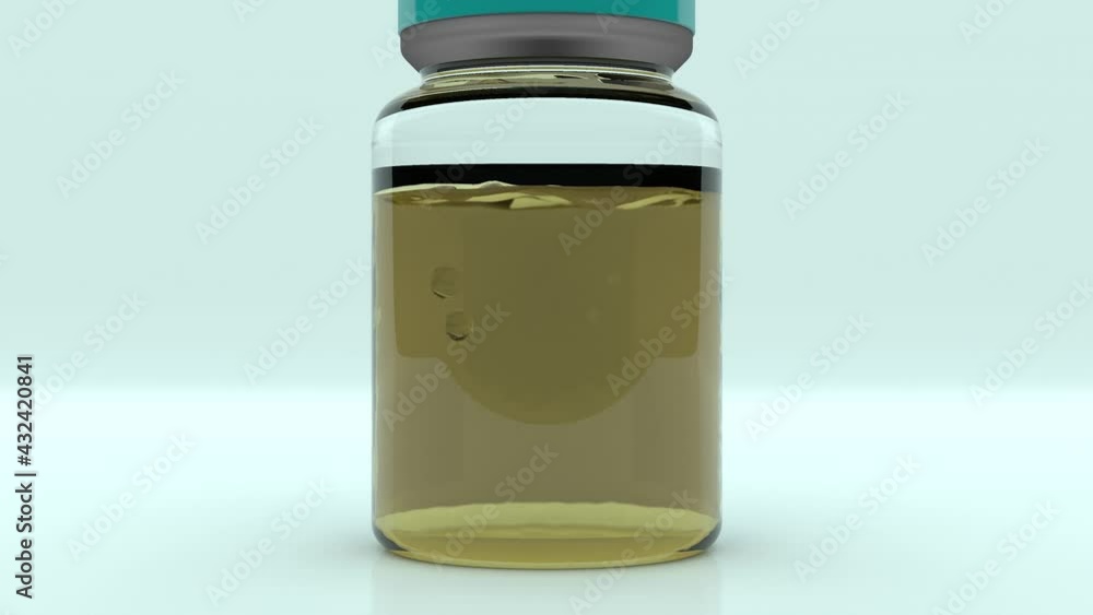 3d animation of a glass bubble with a boiling vaccine against the coronavirus covid-19. The idea of vaccine quality, reliability.