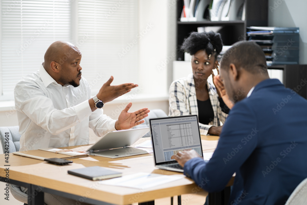 Angry Office Business Meeting Argument. African Group Arguing Angry Office Business Meeting Argument. African Group Arguing