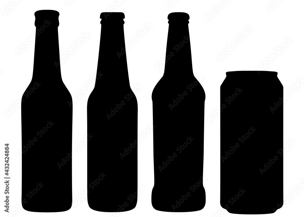 Bottled beer. A set of alcoholic beverages. Vector image. Bottled beer. A set of alcoholic beverages. Vector image.