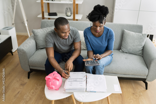 Happy Couple Doing Retire Finances Plan photo