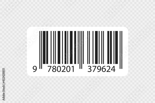Bar code illustration. Scan sticker icon. Product number concept for your design in vector flat