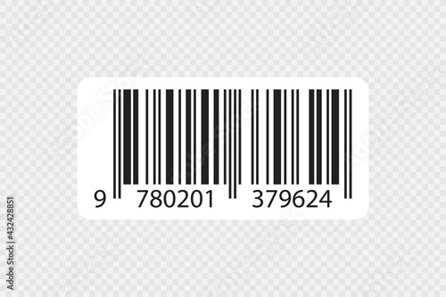 Bar code illustration. Scan sticker icon. Product number concept for your design in vector flat photo