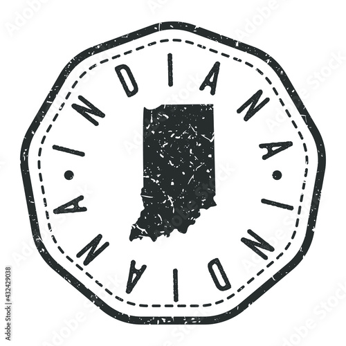Indiana, USA Map Stamp Retro Postmark. Silhouette Postal Passport. Seal Round Vector Icon. Badge Vintage Postage Design