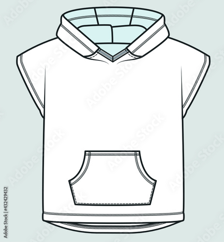 Hoodie boy outfit vector illustration. Hoodie flat sketch FOR KIDS