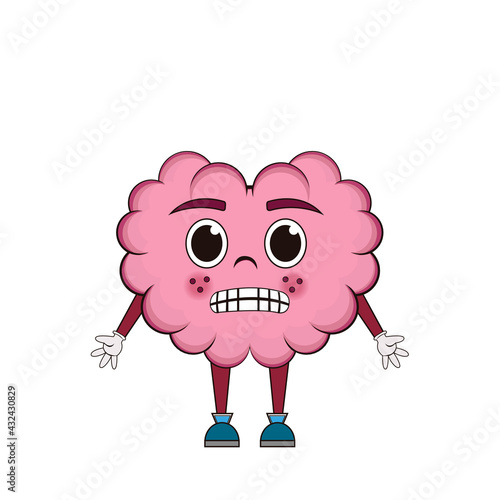 Isolated cartoon of a shivering brain