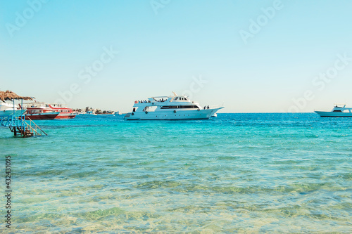 Egypt, Safaga, Africa, yacht in the middle of the Red Sea, sea cruise, beach vacation. © Alleksa