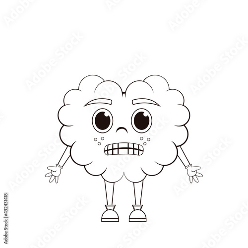 Isolated cartoon of a shivering brain