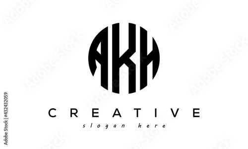 Letters AKH creative circle logo design vector photo