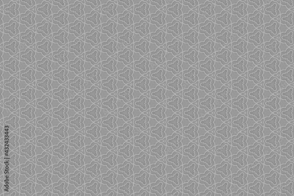White Arabic pattern on Grey background. Islamic ornament Style Seamless pattern. Background with seamless pattern in Islamic style. Geometrical Pattern Textures Background.