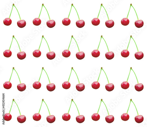 Cherry seamless pattern isolated on white background