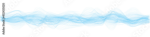 abstract vector blue wave melody lines on white background	