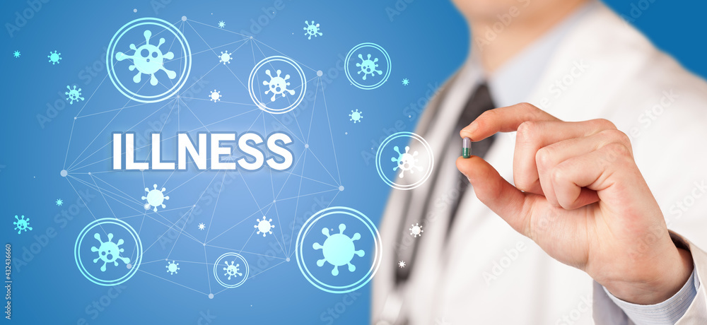 Doctor giving pill, virus concept Doctor giving pill, virus concept
