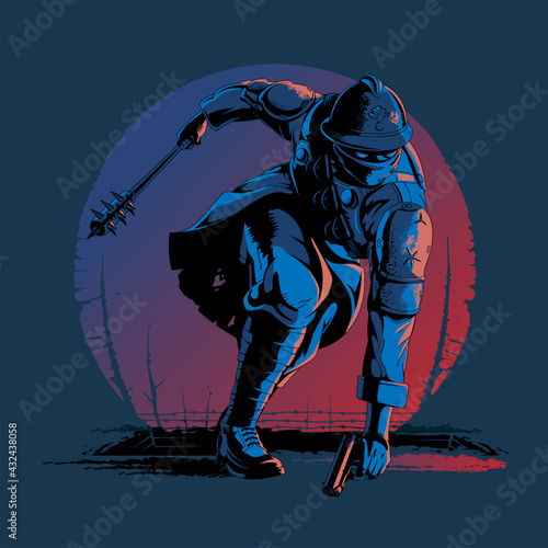 Soldier vintage poster vector illustration can be used as poster, design element, t-shirt or any other purpose.