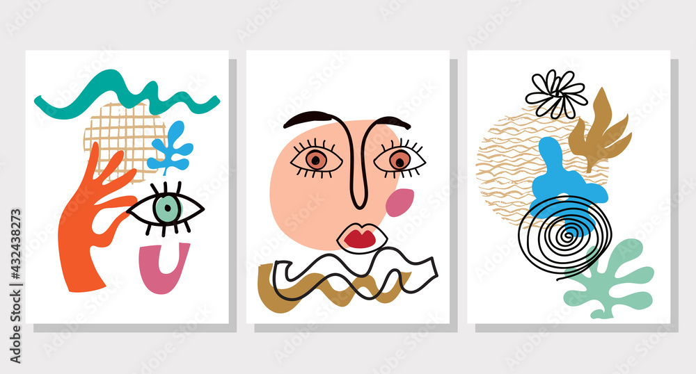 Naklejka premium Set of cards modern 6